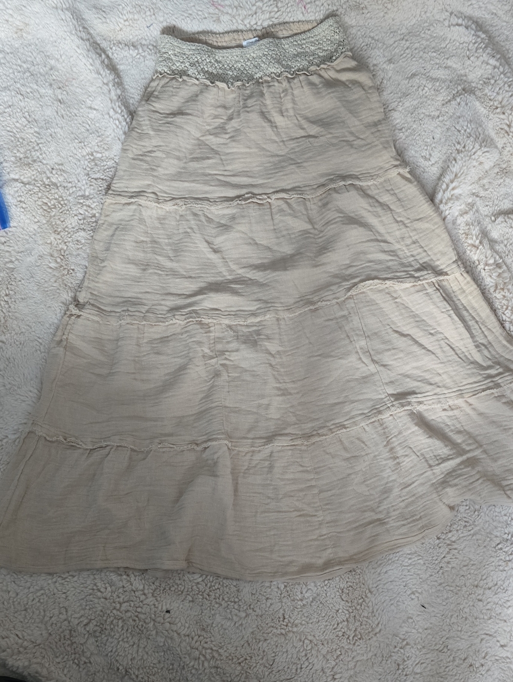 Light Beige Tiered Maxi Skirt